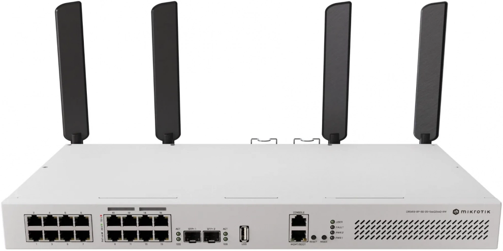 Суич MikroTik CRS418-8P-8G-2S+5axQ2axQ-RM, 18-портов, Бял 1