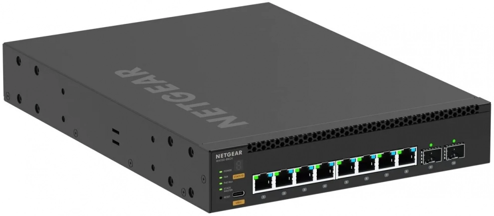 Суич NetGear M4350-8M2V, 10-портов Layer 3  управляем, 8 x 2.5G RJ45 PoE++, 2 x 25G SFP28 | MSM4310-100NES