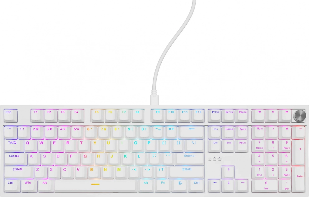 Геймърска клавиатура Genesis Thor 404 White RGB Backlight, Outemu Peach Silent V3, US, Бяла | NKG-2300 1