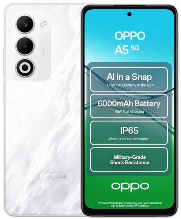 Смартфон OPPO A5 5G, 6.67" IPS, 4GB/128GB, Mist White | CPH2735_4+128_MW 1