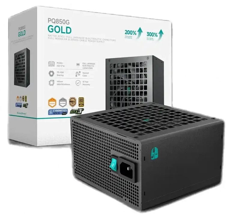 DeepCool PQ850G 850W, ATX 3.1, 80 Plus Gold, Black | R-PQ850G-FD1B-JGEU-V1 1
