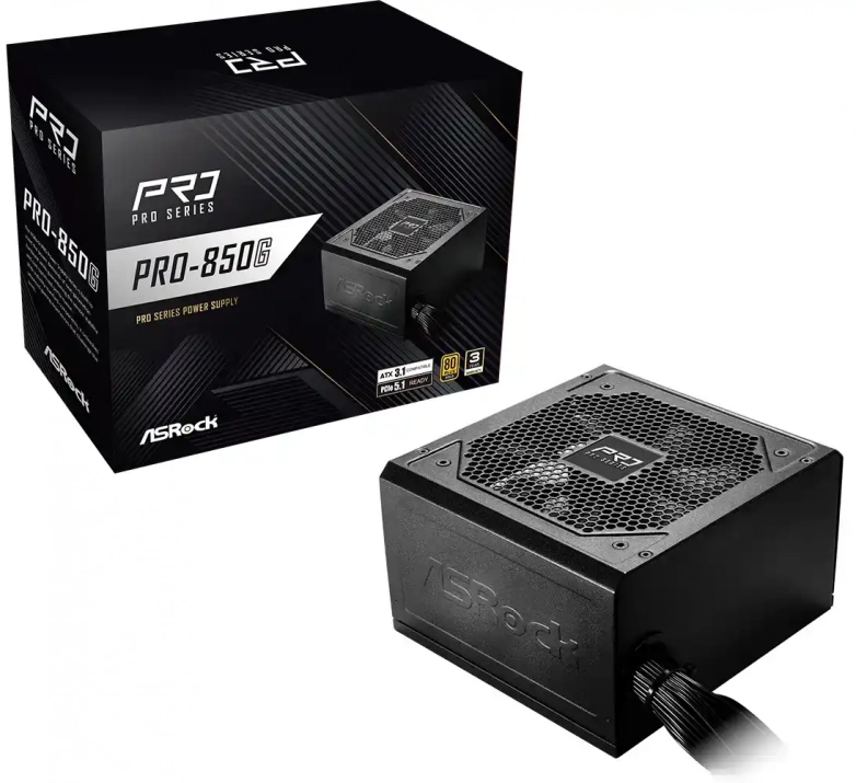 ASRock PRO-850G, 850W, 80 Plus Gold, ATX 3.1, PCIe 5.1, Black 1