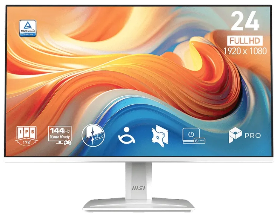 Монитор MSI PRO MP243W E14, 23.8" IPS FHD (1920 x 1080), 144Hz, 1ms, Adaptive-Sync, HDR, Бял 1