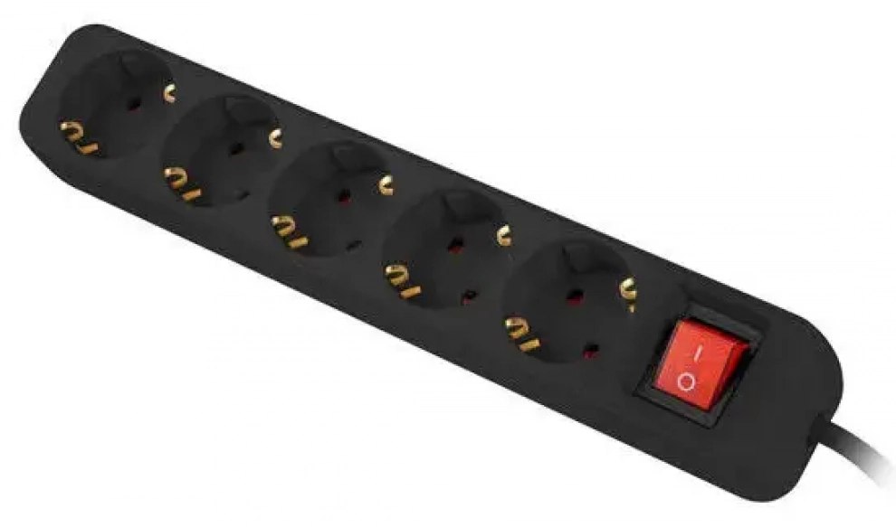 Разклонител Lanberg power strip, 5 гнезда, 1.5 м, Черен | PS1-05F-0150-BK 1