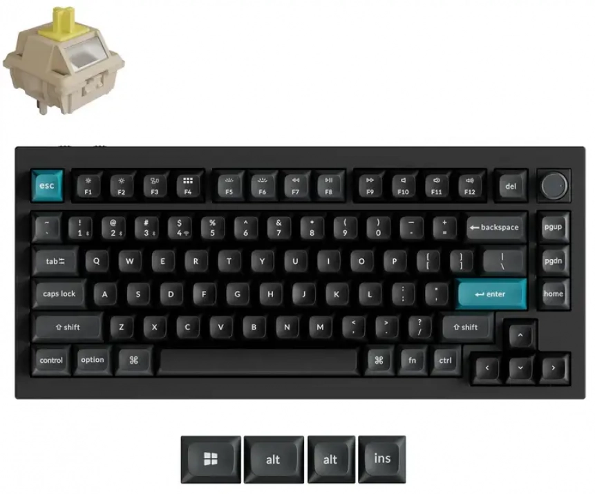 Безжична геймърска механична клавиатура Keychron Q1 Ultra 8K, Keychron Silk POM Banana Switch, RGB, Черна | Q1U-M4 1