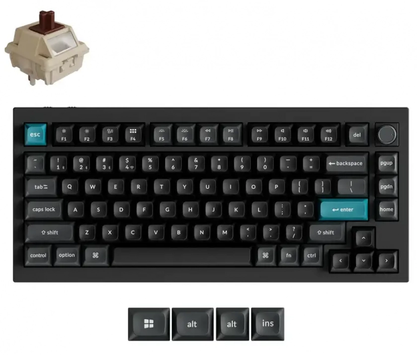 Безжична геймърска механична клавиатура Keychron Q1 Ultra 8K, Keychron Silk POM Brown Switch, RGB, Черна | Q1U-M3 1