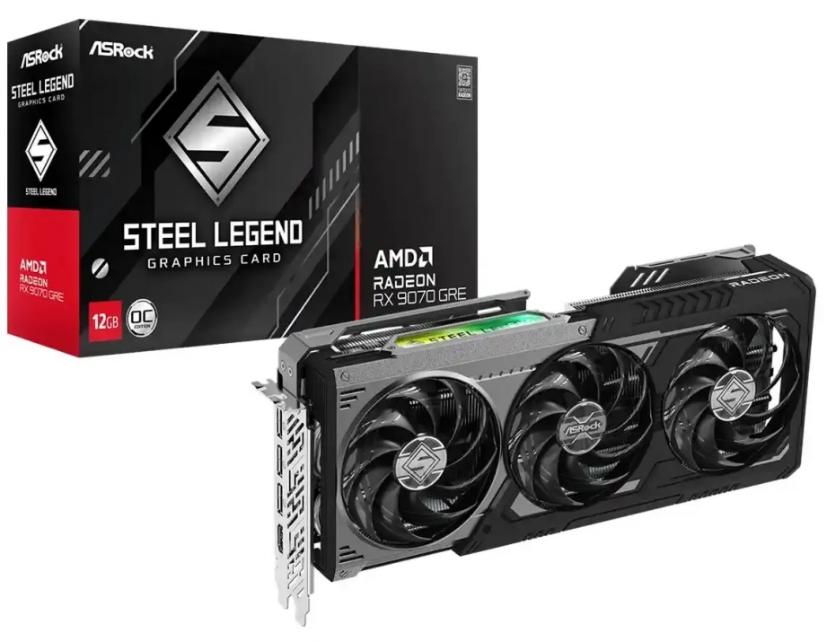 Asrock AMD Radeon RX 9070 GRE Steel Legend Dark 12GB GDDR6 OC Edition 1