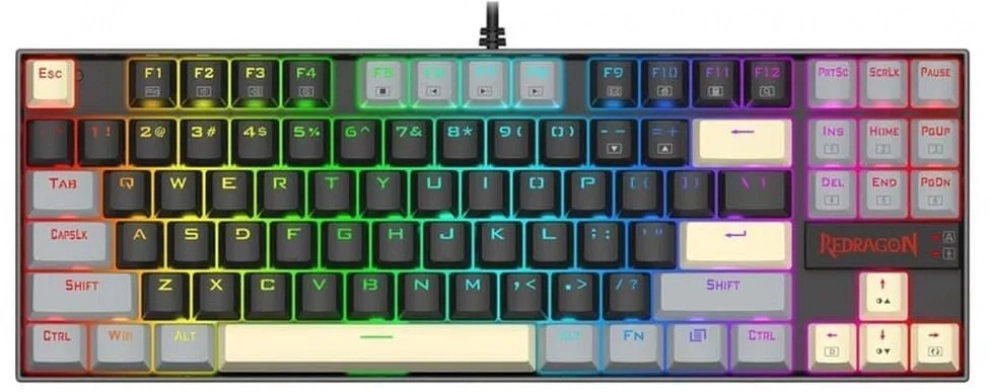 Геймърска механична клавиатура Redragon Kumara, RGB осветление, Red Switch, Черна/Сива | K552LGY-RGB 1