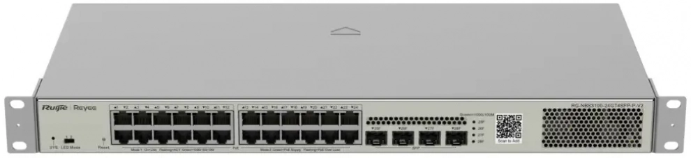 Суич Ruijie RG-NBS3100-24GT4SFP-P-V2, 28-портов, Gigabit Layer 2 Cloud Managed PoE+ 1