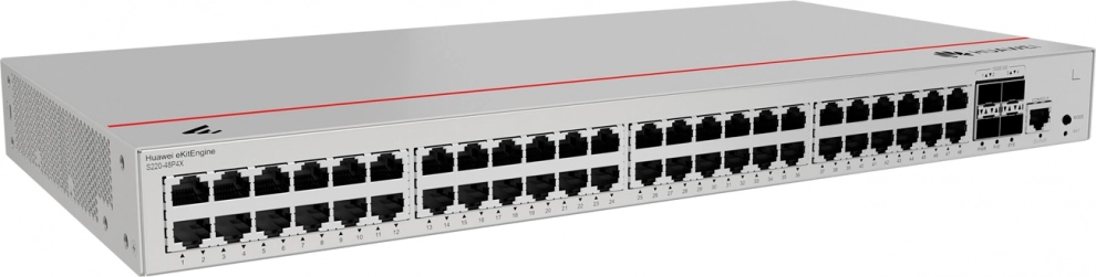 Комутатор Huawei eKitEngine S220-48P4X, управляем Layer 2, 48-порта Gigabit Ethernet POE+, 4-10GE SFP+ оптични порта, 380W 1