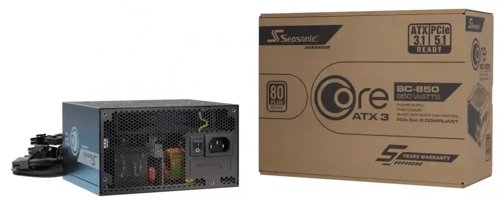 Seasonic CORE BC-850, 850W, 80 Plus Bronze, ATX 3.1, PCIe 5.1, Black | SRP-CBC851-A5A51JF 1