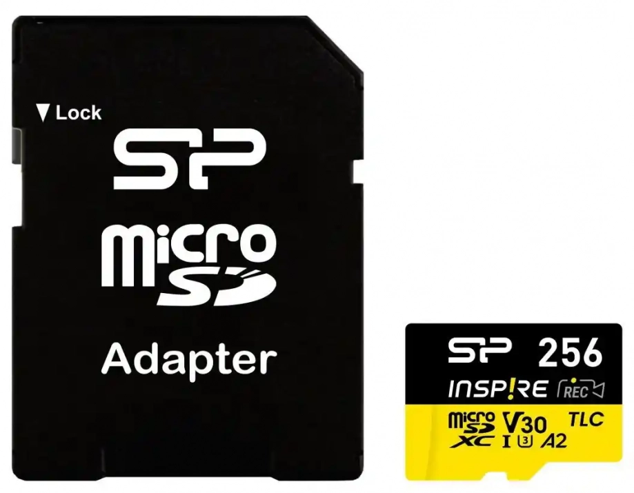 Карта памет Silicon Power Inspire 256GB, microSDXC, Class 10, UHS-I U3, V30, A2 + SD Adapter | SP256GBSTXLA2V1NSP 1