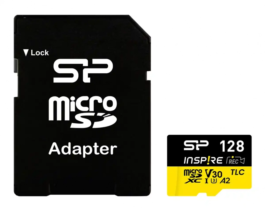 Карта памет Silicon Power Inspire 128GB, microSDXC, Class 10, UHS-I U3, V30, A2 + SD Adapter | SP128GBSTXLA2V1NSP 1