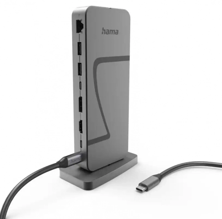 Докинг станция Hama Connect2Office Speed, 10-портова, USB4 Type-C, 140W PD, 2.5G Ethernet, Сива | 200200 1