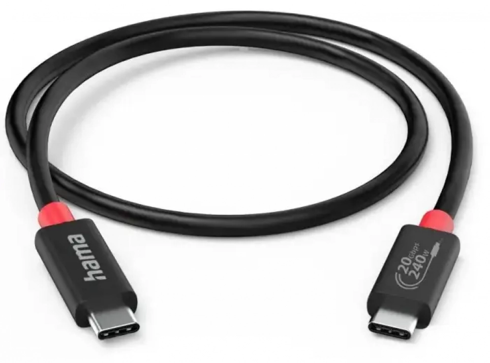 Кабел Hama еMarker, USB 4 Gen2 Type-C M/M, 240W, 2м, Черен | 200788 1