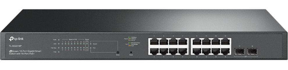 Суич TP-Link JetStream TL-SG2218P, 18-port, Layer 2, Gigabit, PoE+, Сив