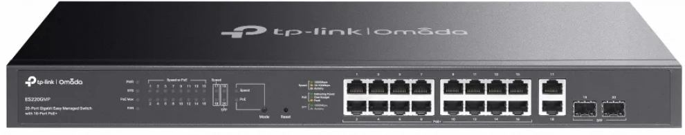 Суич TP-Link Omada ES220GMP, 20-портов, Gigabit Easy Managed Switch с 16 PoE+ порта 1