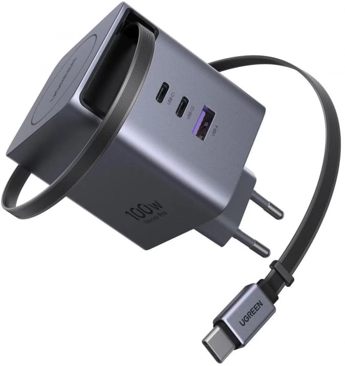Адаптер за зареждане Ugreen Nexode Pro X616 100W, GaN технология, прибиращ се кабел | X616 65828 1