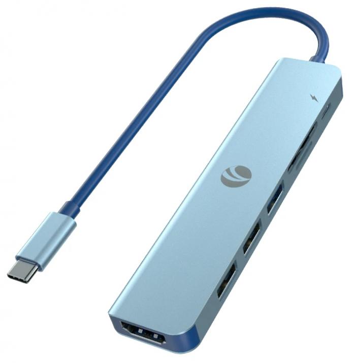 Докинг станция VCom CUE18, 7-in-1, Синя 1