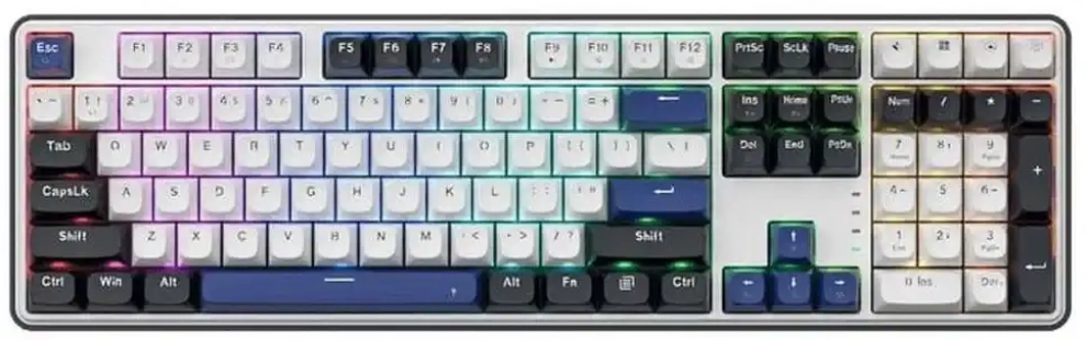 Геймърска механична клавиатура Redragon WYVERN RGB, Redragon Grey Switch, Синя/Бяла | K689WBB-RGB  1