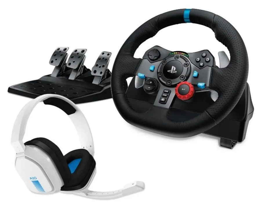 Комплект волан с педали Logitech G29 Driving Force Playstation и геймърски слушалки Astro A10 - Бели | 991-000486 1