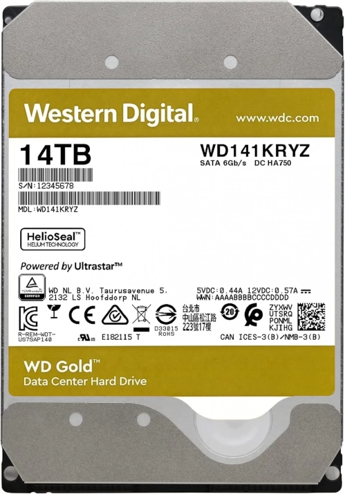 Твърд диск 14TB Western Digital Gold, 3.5", SATA, 7200rpm, 512MB, Bulk | WD142KRYZ 1