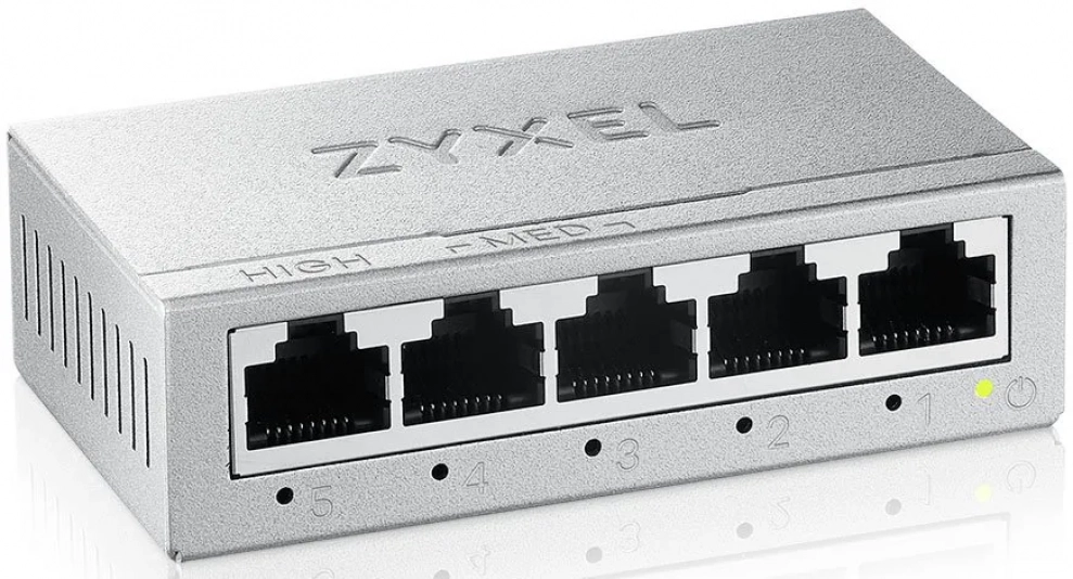Суич ZyXEL GS-105B v5, 5-портов, неуправляем, Сребрист | GS-105BV5-EU0101F 1
