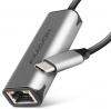 Адаптер Axagon ADE-25RC, USB-C M/RJ-45 F, Gigabit, Сив 1