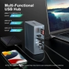 Професионална Докинг станция Qhou 16 in 1 USB C Hub,3x HDMI, Ethernet, 100W PD, 3.5mm Audio, 2x USB A, USB C 10Gbps, SD/TF for Mac Pro/Air, Сива 5