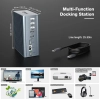 Професионална Докинг станция Qhou 16 in 1 USB C Hub,3x HDMI, Ethernet, 100W PD, 3.5mm Audio, 2x USB A, USB C 10Gbps, SD/TF for Mac Pro/Air, Сива 7