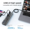 USB хъб BE HU101, 10-портов, USB 3.0, Сив 3