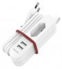 Адаптер за зареждане Hama 223202, 2 x USB-A, 1 x евробукса, 5V/2.4A, Бял 1