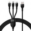 Кабел Baseus Flash Ⅱ USB-A към M+L+C 66W, 1.2м, Черен | CASS040001 1