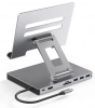 Докинг станция със стойка за таблет BE ST801, 9-в-1, USB-C 3.0, PD 100W, Сива 1