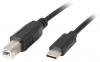 Кабел Lanberg USB-C (M) към USB-B (M) 2.0, 1.8 м, Черен | CA-USBA-14CC-0018-BK 1