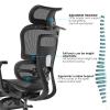 Луксозен Ергономичен офис стол Orpheus footrest, Черен 2
