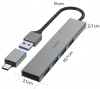 USB хъб Hama 200141, 4-портов, USB 3.2 Gen 1, USB-А/USB-C, Сив 4