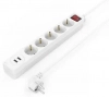 Разклонител Hama, 5 гнезда, 2 x USB-A, 1.4 м, Бял | 223183 4